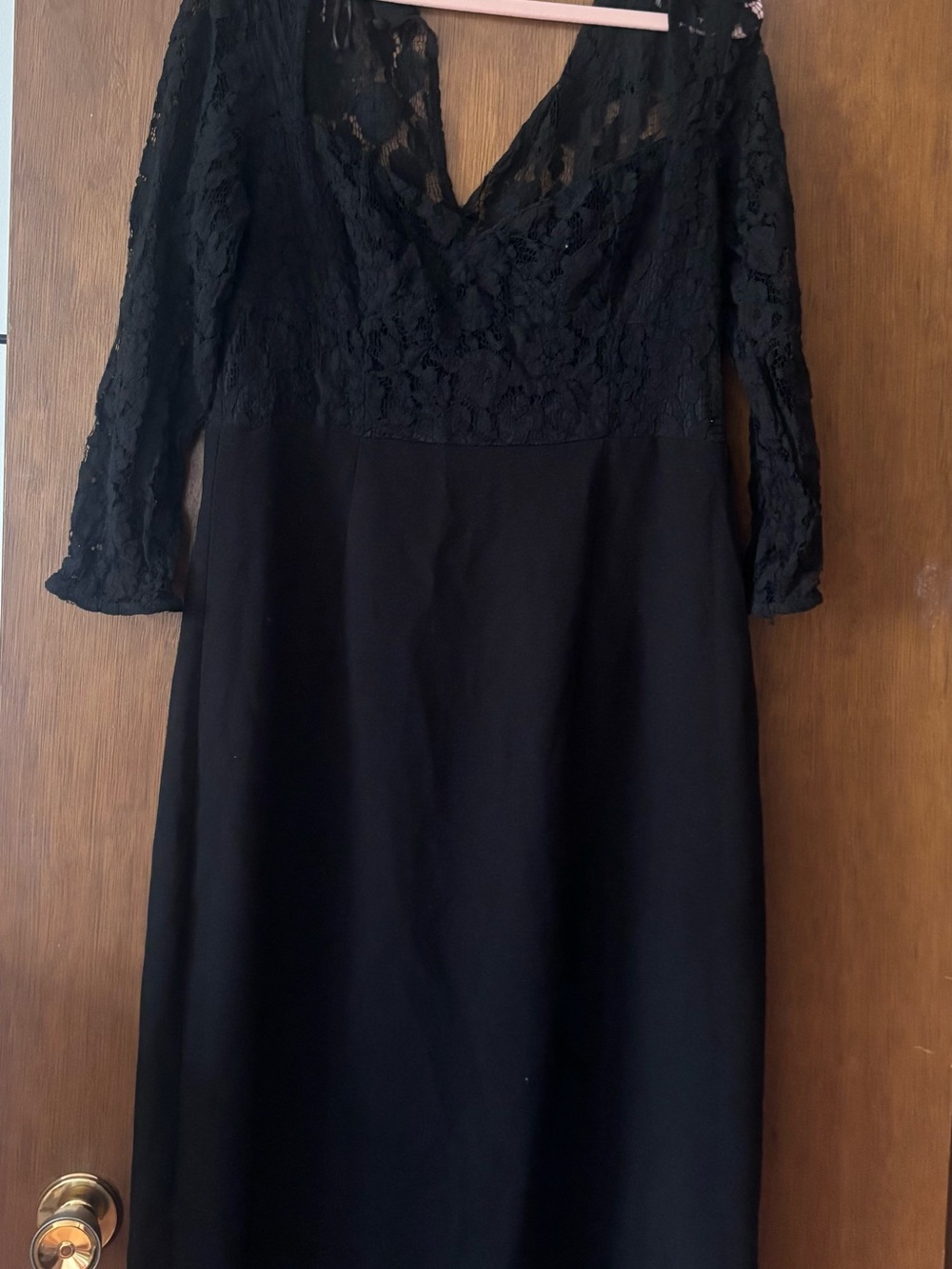 Zara Black Lace Long-Sleeve V-Neck Dress